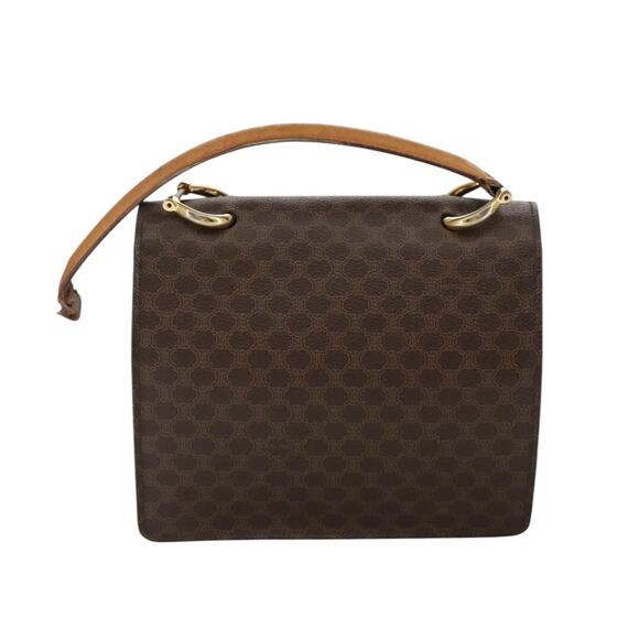 CELINE Macadam Canvas Hand Bag Pvc Leather Brown - Picture 3 of 12